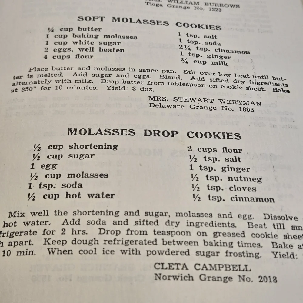 Vintage (1972) Grange Pennsylvania State Cookbook 536 Pages Over 1500 Recipes